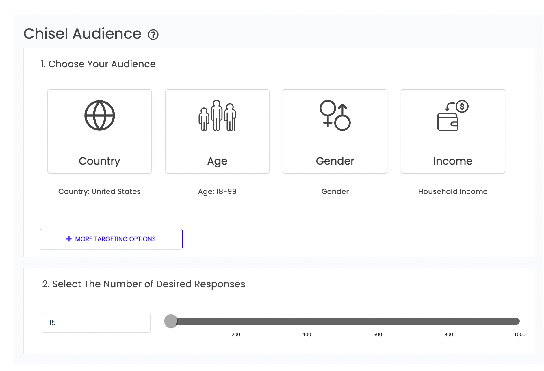 Filtering and Pricing for Audience Survey Chisel Help