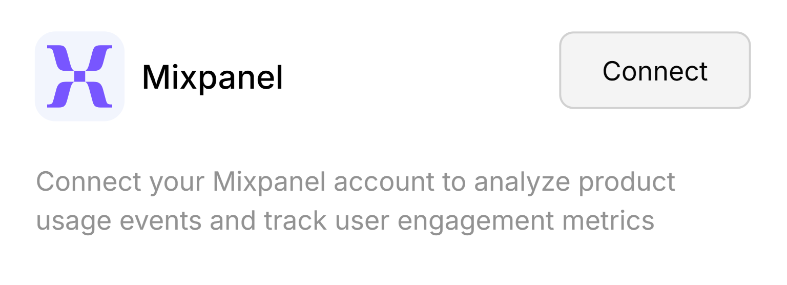 Mixpanel connection button